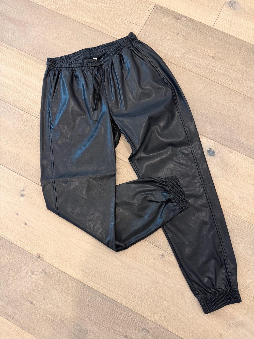 Zara Black Faux Leather Jogger Pants